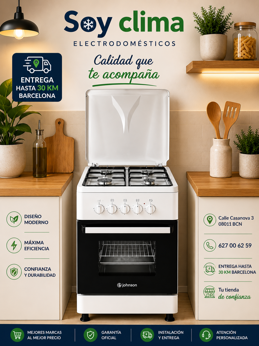 Cocina de gas Johnson COCI50BB