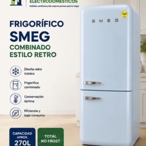 Frigorífico SMEG Retro Azul Pastel – Diseño Vintage y Elegante