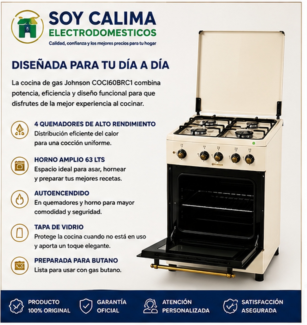 Cocina de gas Johnson COCI60BRC1 - Imagen 2