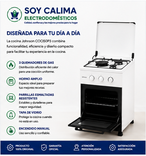 Cocina de gas Johnson COCI50P3 - Imagen 2
