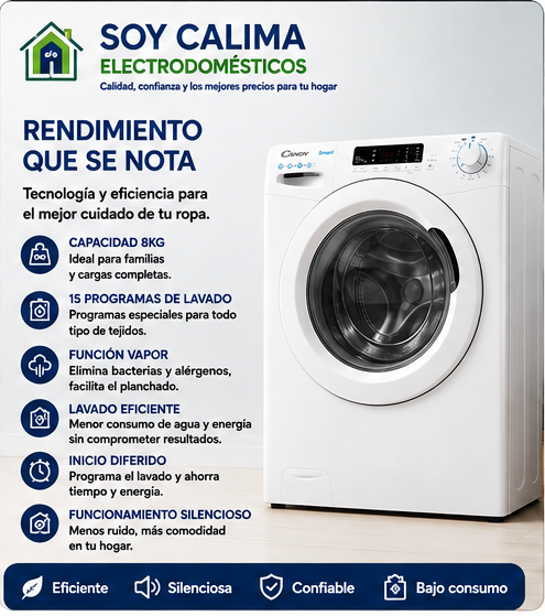 Lavadora Candy 8 KG CS1482DE/1S - Imagen 2
