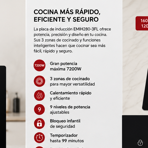 EAS Electric Inducción EMIH280-3FL – 60 cm – 3 Zonas - Imagen 5