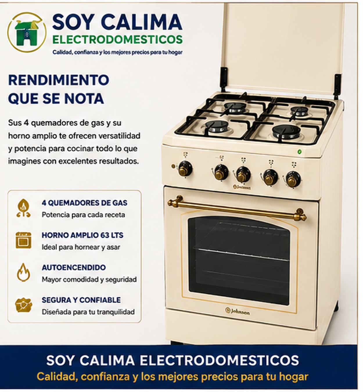 Cocina de gas Johnson COCI60BRC1 - Imagen 3