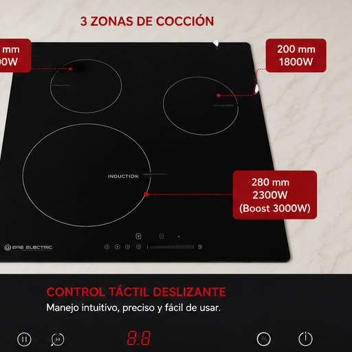 EAS Electric Inducción EMIH280-3FL – 60 cm – 3 Zonas - Imagen 6