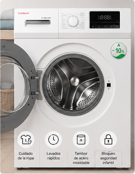 Lavadora Corberó 8KG – Modelo CLT8BL1424 - Imagen 2