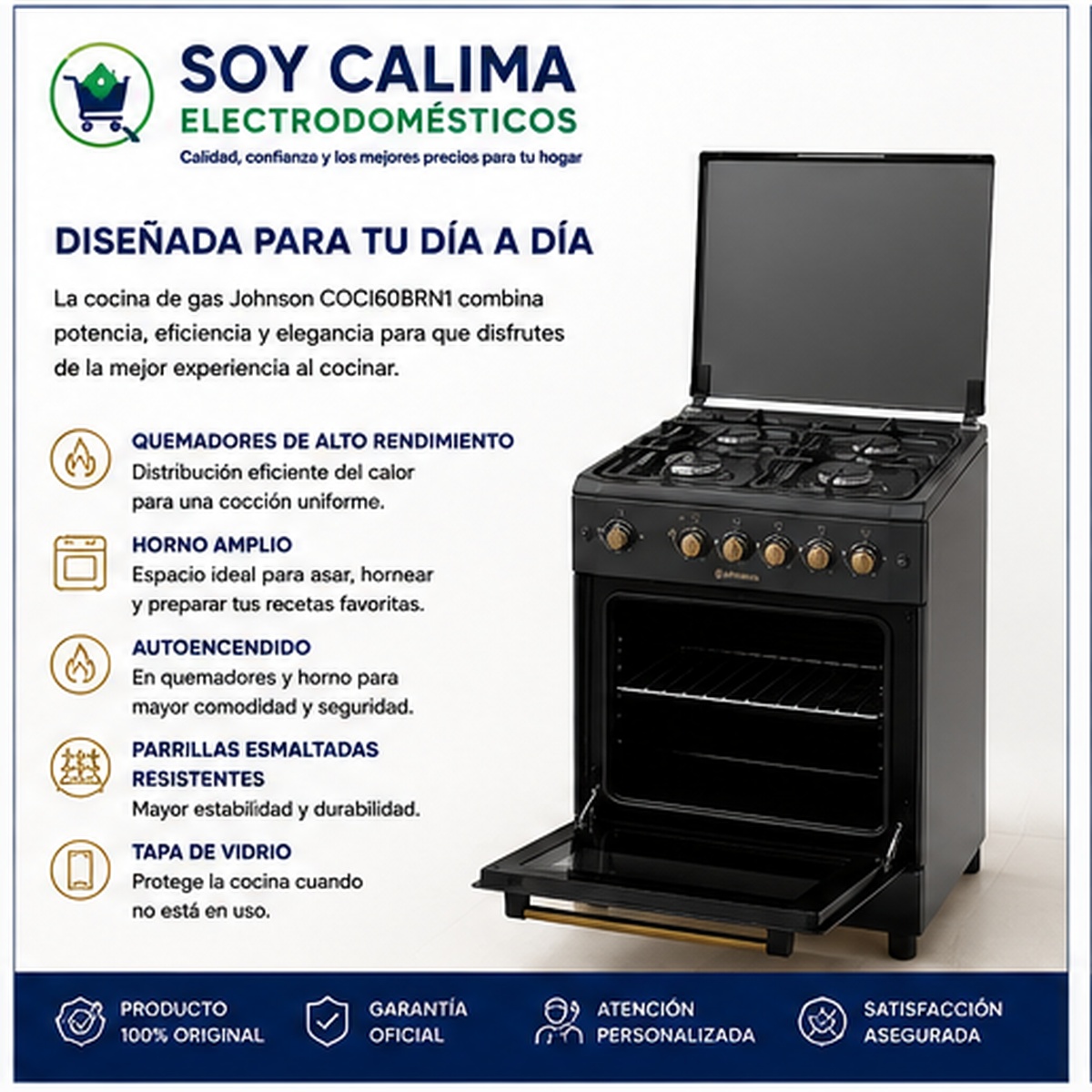 Cocina de gas Johnson COCI60BRN1 - Imagen 4