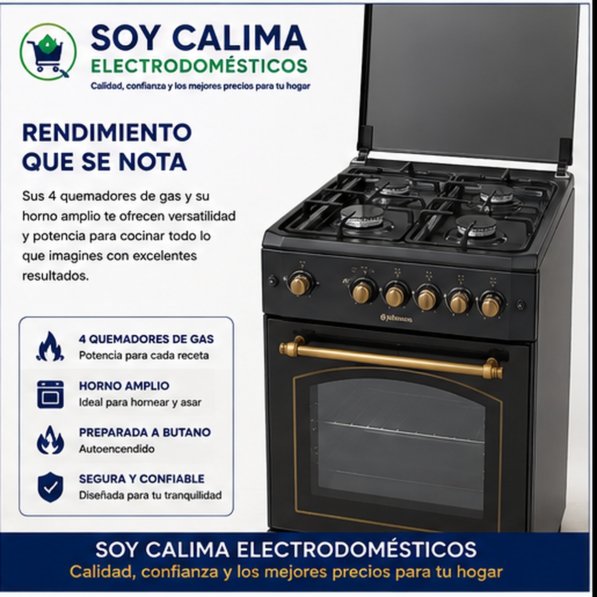 Cocina de gas Johnson COCI60BRN1 - Imagen 3