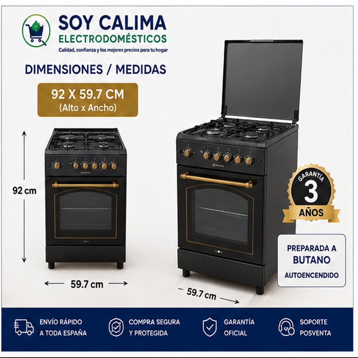 Cocina de gas Johnson COCI60BRN1