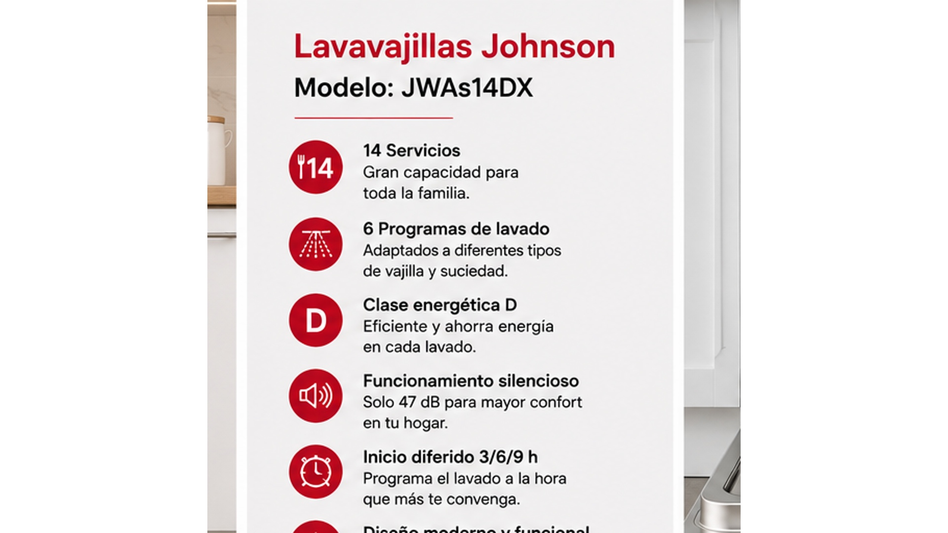 Johnson Lavavajillas JWAS14DX - Imagen 3