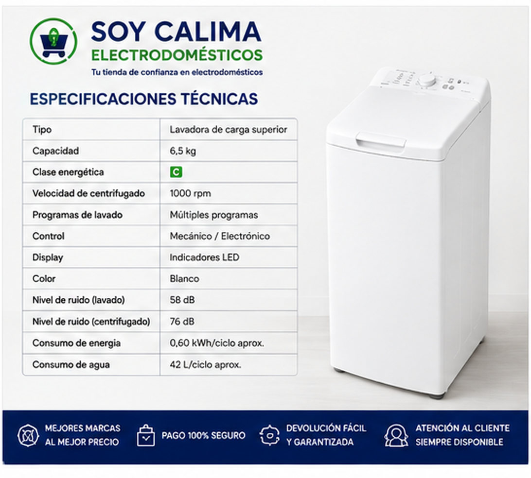 Lavadora de carga superior de 6,5 kg C - Imagen 4