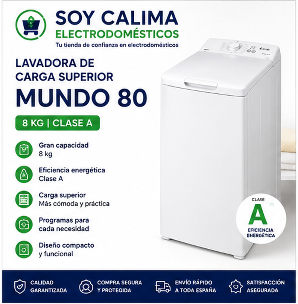 Lavadora de carga superior de 8 kg (Clase A)