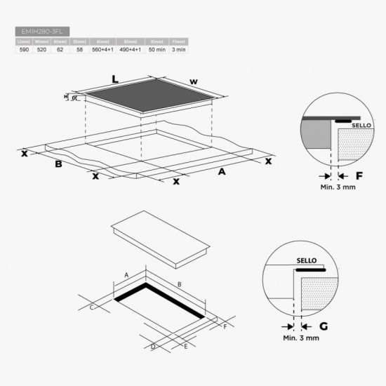 EAS Electric Inducción EMIH280-3FL – 60 cm – 3 Zonas - Imagen 3
